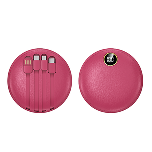 Customizable 10000mAh Mini Round Portable Power Bank Station 20W LED Display 4 Built-in Cables <strong>Input</strong> High Capacity 10W <strong>Output</strong> - Product Image 1