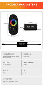 RGB-02W Controller LED Touch RGB con telecomando Smart 2.4G IP67 impermeabile DC 12V-24V portatile per luci di percorso/illuminazione da giardino - Product Image 6