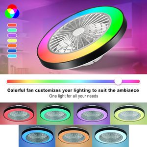 Ventiladores de techo LED con Control de aplicación inteligente de 18,9 pulgadas, luz de ventilador LED RGB para dormitorio, sala de estar, cambio de Color 3000K-6000K - Product Image 5