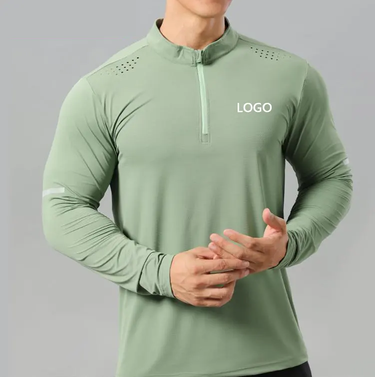 Otoño entrenamiento correr secado rápido camiseta Casual sin costuras elástico Fitness deporte Camisas manga larga de compresión para hombres