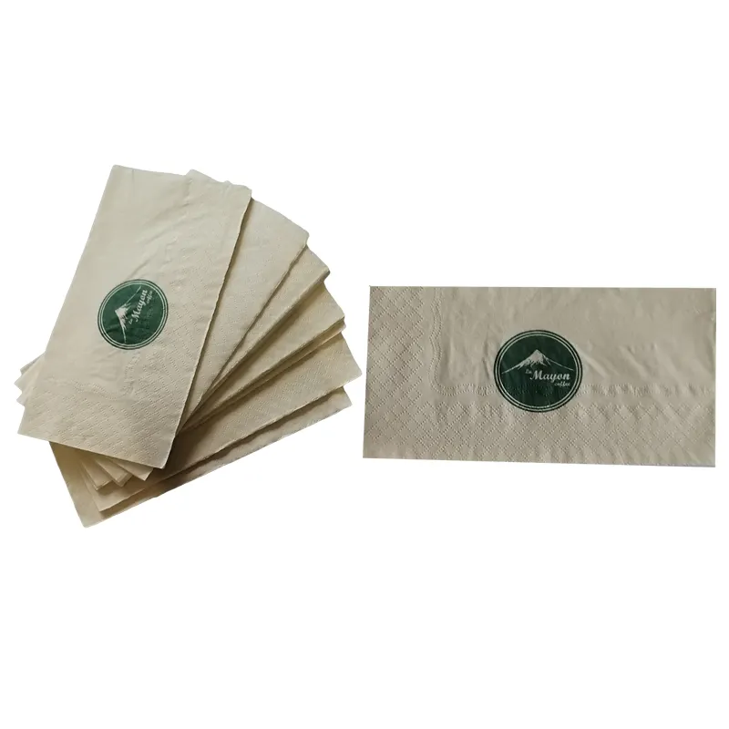 Guardanapos de fibra de bambu marrom claro, design de papelão pequeno do tecido guardanapo com logotipo personalizado