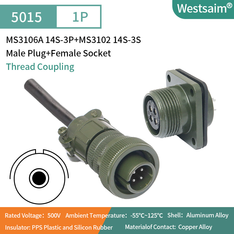 MS3106A 14S-3P + MS3102 14S-3S Connecteur mâle + Connecteur femelle