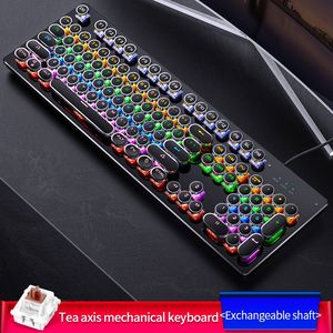 Nuovo albero intercambiabile Punk RGB retroilluminato ergonomico tastiera cablata ciano tè nero asse 104 tasti gioco tastiera meccanica reale - Product Image 5