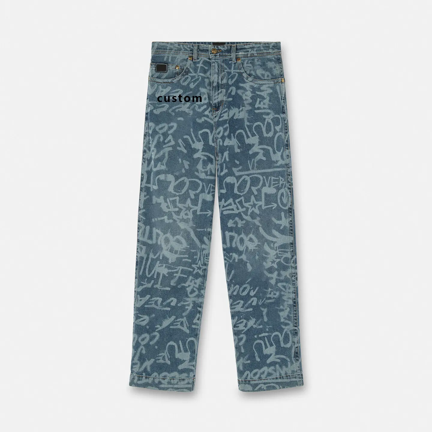 Custom OEMfashion per il tempo libero primavera autunno jogger vintage elastico di alta qualità con stampa grafica jeans pantaloni da uomo