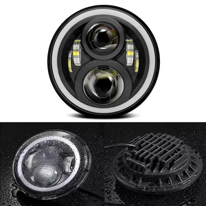 Lanseko รัศมีทรงกลม7นิ้ว45วัตต์สูง/ต่ำ LED ประกอบไฟหน้าสีเหลืองอำพันสำหรับ JEEP Wrangler