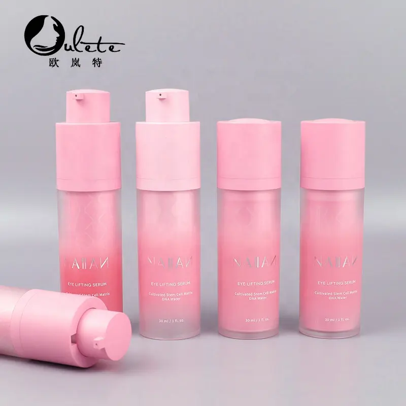 Flacone cosmetico con pompa airless rotante rosa ricaricabile da 15ml 30ml 50ml