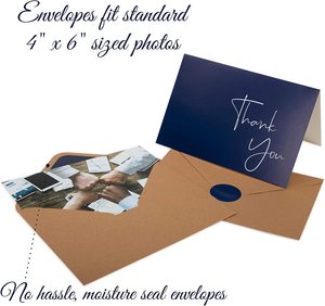 GMI lacivert zarflar ile kartları teşekkür ederim etiketler | Şık teşekkür ederim notlar toplu kutu seti | Büyük profesyonel bak - Product Image 5