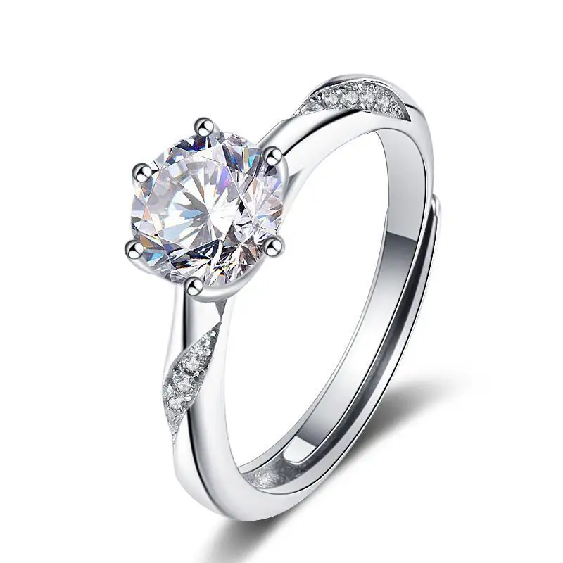 Mossanstone Diamant Ring Één Karaat Diamant Trouwring Sterling Zilveren Ringen Vrouwen 925 Sterling