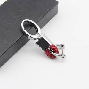 Venda quente simples logotipo personalizado carro chaveiro metal lock fivela trançado couro cordão acessórios do carro chaveiro acessórios