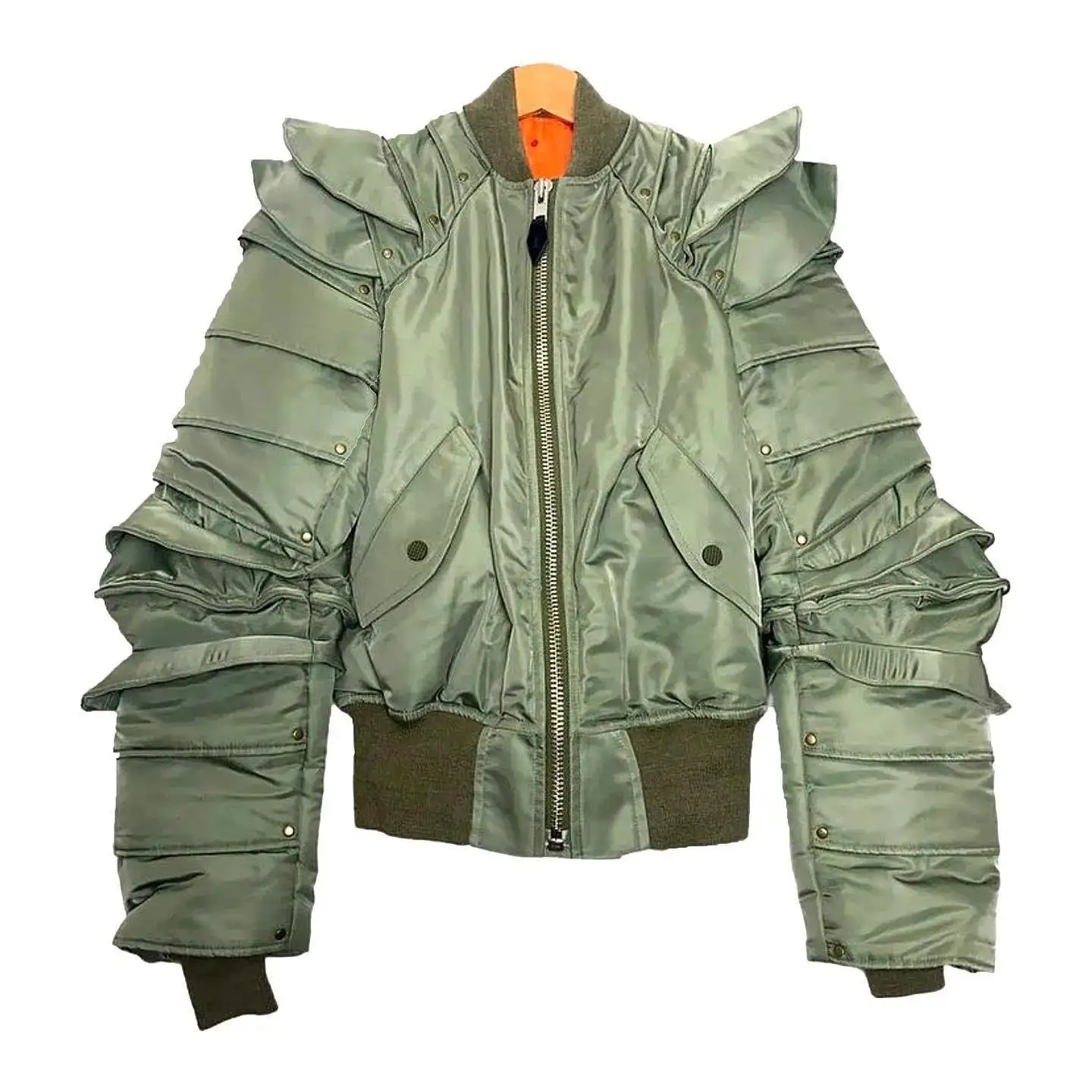 Venta al por mayor nueva llegada militar verde bombardero invierno chaqueta forrada para hombre invierno doble capa chaqueta moto chaqueta para hombre