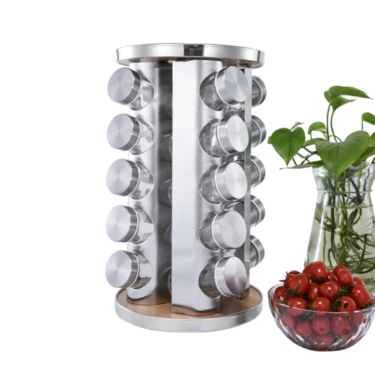 Amazon venda Quente camada 5 20 condimentos jar spice rack metal organizador de armazenamento