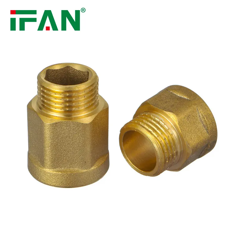 IFAN Yellow Color Construction Threaded Brass Fittings Extension Fitting Brass Pipe Fittings