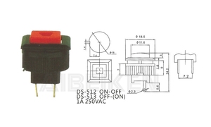 Interruttore a pulsante di chiusura On-off di buona qualità all'ingrosso Ds-512 piccolo interruttore a pulsante in plastica da 16mm - Product Image 4