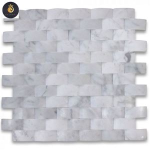 Carrara đá cẩm thạch trắng 3D cambered 2x2 cong cong Gạch Mosaic Mài - Product Image 2