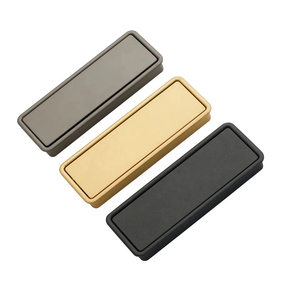 Tiradores de puerta de cajón deslizante empotrados ocultos cuadrados mate de aleación de Zinc gris negro dorado moderno para cajones