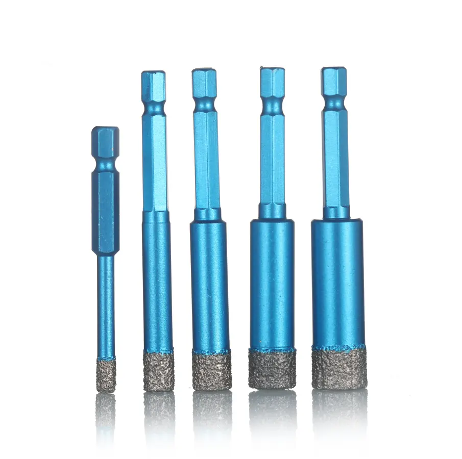 selling Single slot glass Diamond Brazed segment core Dry Drill Bit Hexagon Shank Hole Saw Cutter diamond core drill bits