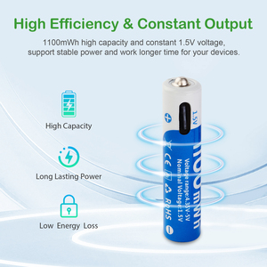 Ba một pin USB Type-C phí 1100mwh công suất cao hơn 1000 chu kỳ 1.5V lithium có thể sạc lại <span class=keywords><strong>AAA</strong></span> pin - Product Image 6