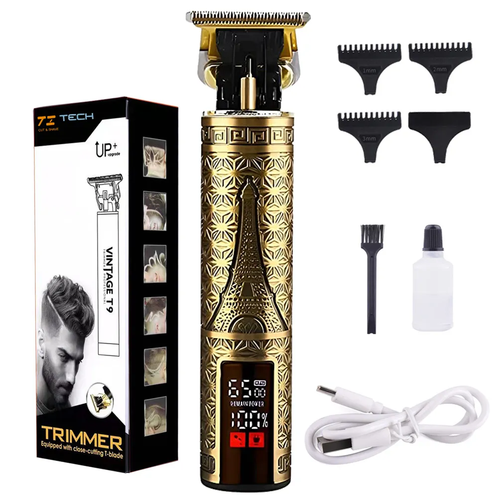 Cortadora de pelo eléctrica T9 para hombre, máquina de corte de pelo calva de 0mm, 3,7 V, repuestos gratuitos, cortadora de pelo Nova de acero inoxidable, 2 unidades