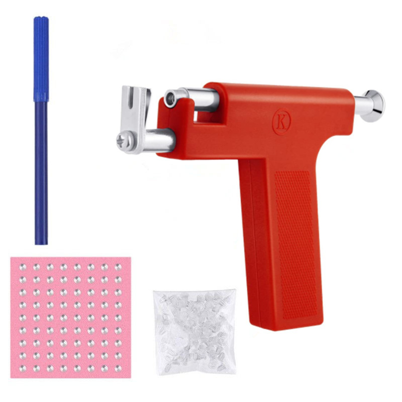 Red ear gun+98Ear studs+earplugs