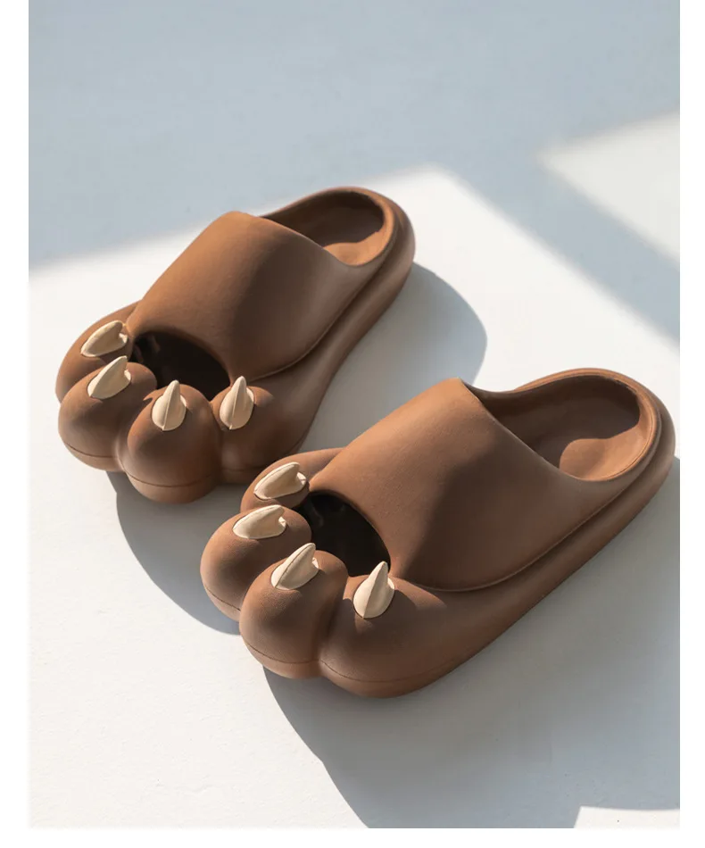 2023 Summer New Couple Cute Bear PAWS Slippers Female Outdoor Household Sandals