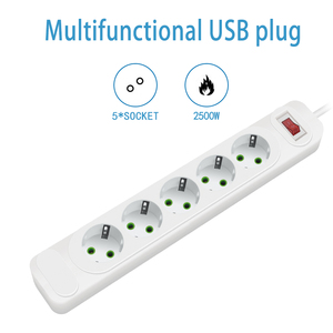 Enchufe inteligente con interruptor, enchufe de 4 orificios con cable, enchufe estándar europeo multifuncional para uso doméstico