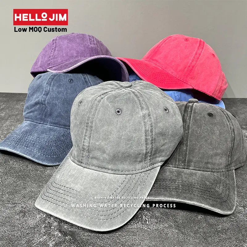 Toptan asit özel yıkama Vintage sıkıntılı ayarlanabilir Denim Jean yapılandırılmamış pamuklu beyzbol şapkası baba şapkası kova kapakları-Buy