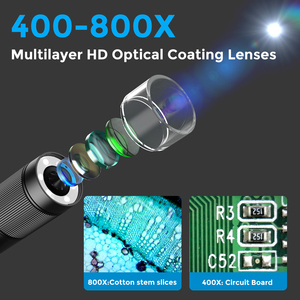 Molde privado LED Digital Handheld 400-800X Juego de microscopio LCD con diapositivas de tarjeta SD de 23g para detección de piel de observación biológica - Product Image 3