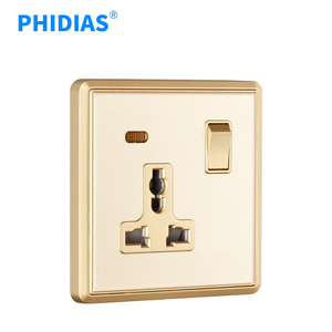 British Standard Golden Acrylic 1 Gang Push Button Wall <strong>Switch</strong> <strong>with</strong> LED Light <strong>Multi</strong> <strong>Functional</strong> Electrical 16A 3Pin <strong>Socket</strong> - Product Image 2