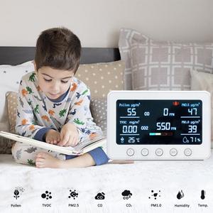 Монитор качества воздуха, Wi-Fi, 2,4 ГГц, 8 в 1, CO2/CO/PM2.5/PM1.0/TVOC/пыльца/измеритель температуры и влажности с сигнализацией, Смарт-приложение Tuya N - Product Image 2
