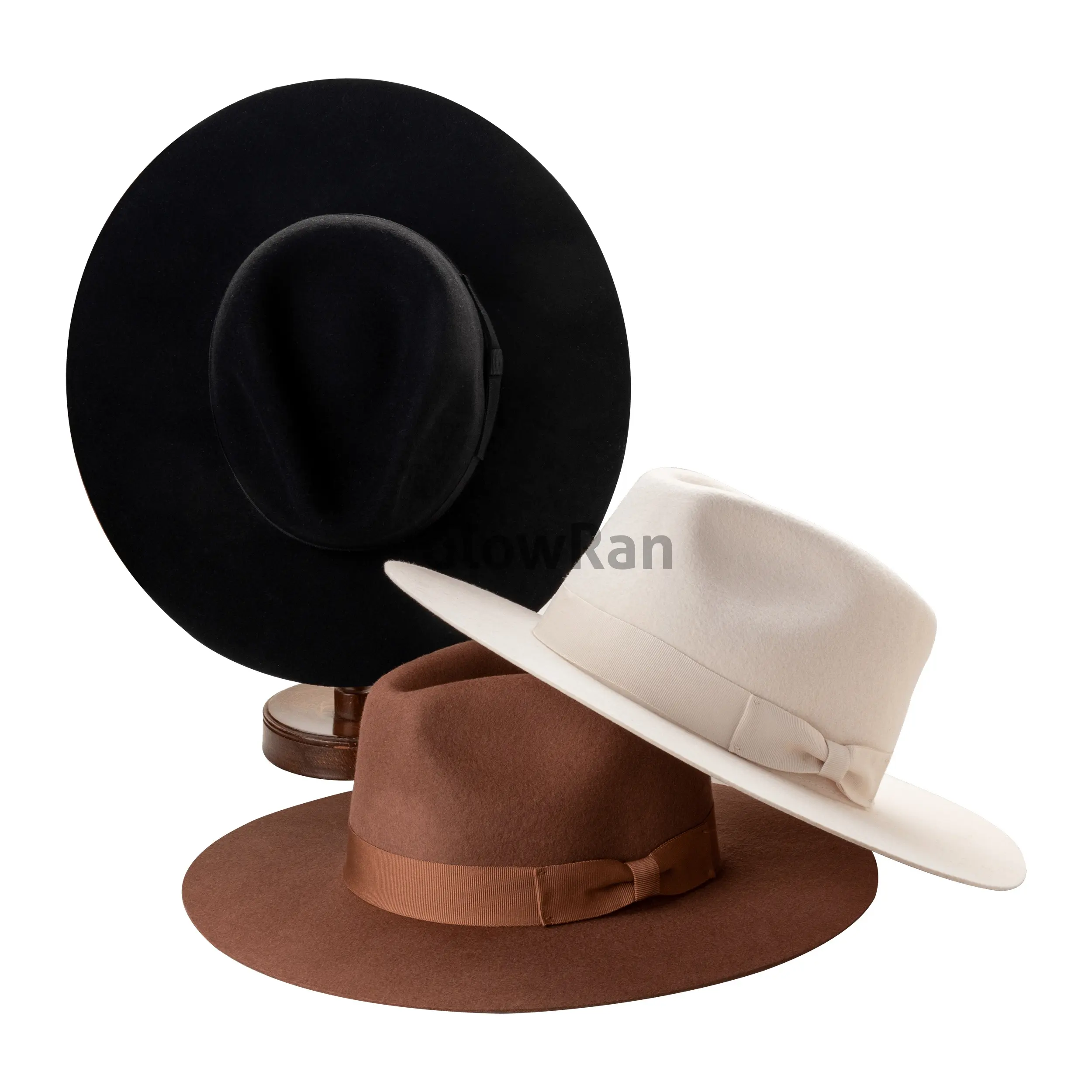 Fedora en feutre noir unisexe pour hommes 100% Chapeaux à large bord en laine australienne Style classique avec rubans