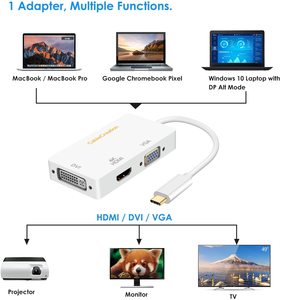CableCreation 3 in 1 <strong>USB</strong> C to <strong>VGA</strong> <strong>HDMI</strong> DVI Adapter <strong>USB</strong> C Video Adapter &amp; Connectors - Product Image 4