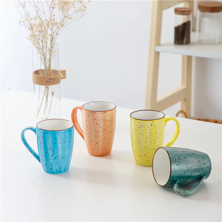 Unico logo personalizzato tazza di caffè latte ristorante bicchieri maculato glassa colorato tazze in ceramica per ufficio