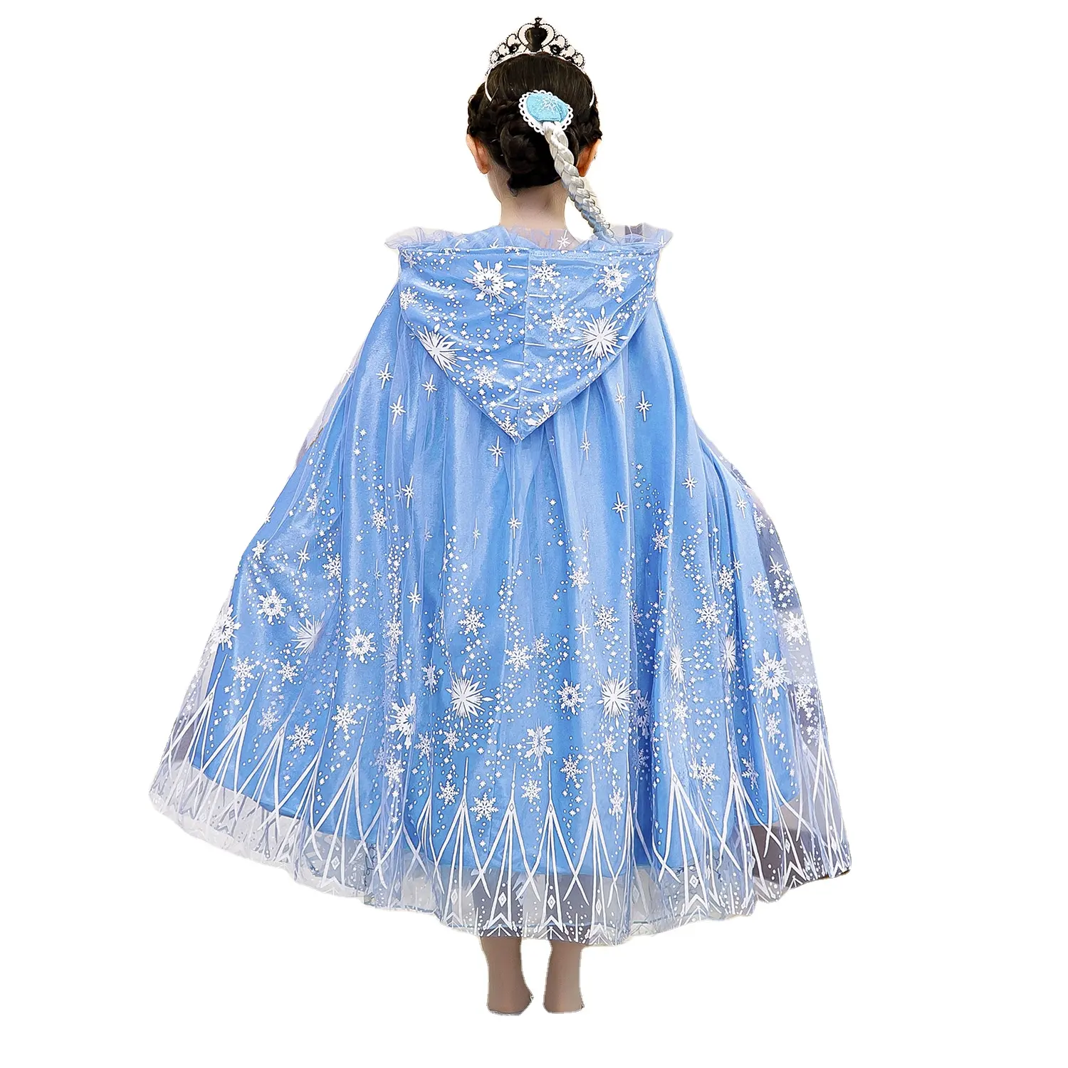 Vestido de princesa do cabo da elsa frozen, outono e inverno, fantasia para meninas, em estoque