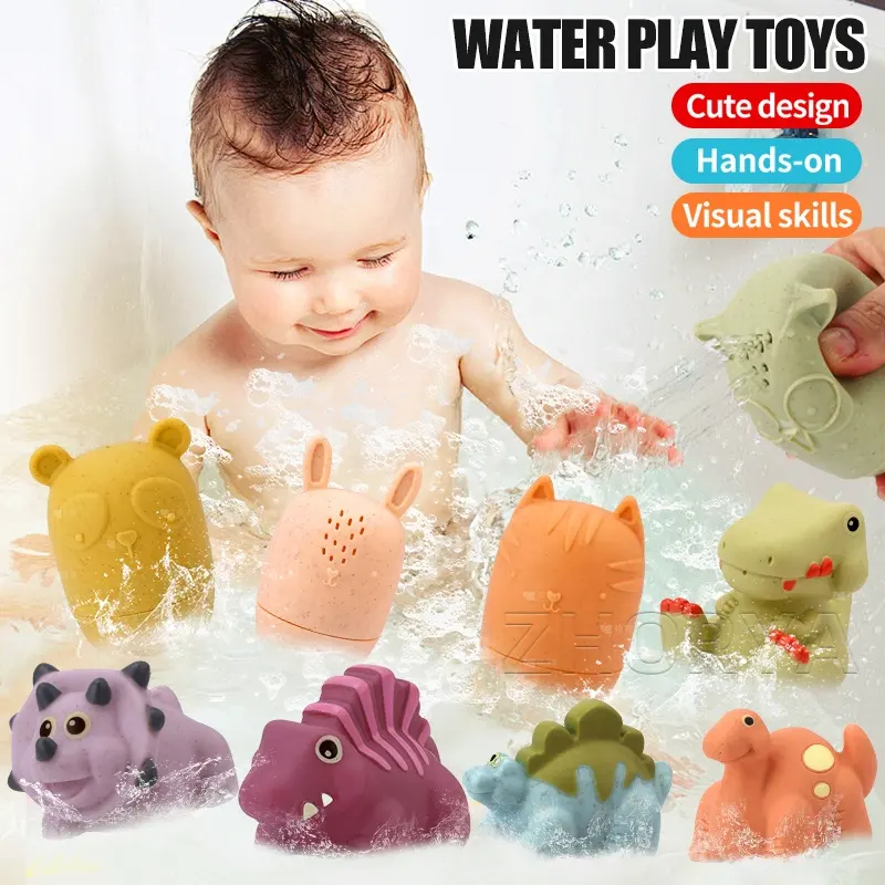 Juguetes de baño de silicona para bebés Zhorya, juego de animales, agua pulverizada, juguete de baño de agua para niños, juegos de regalo para niños pequeños
