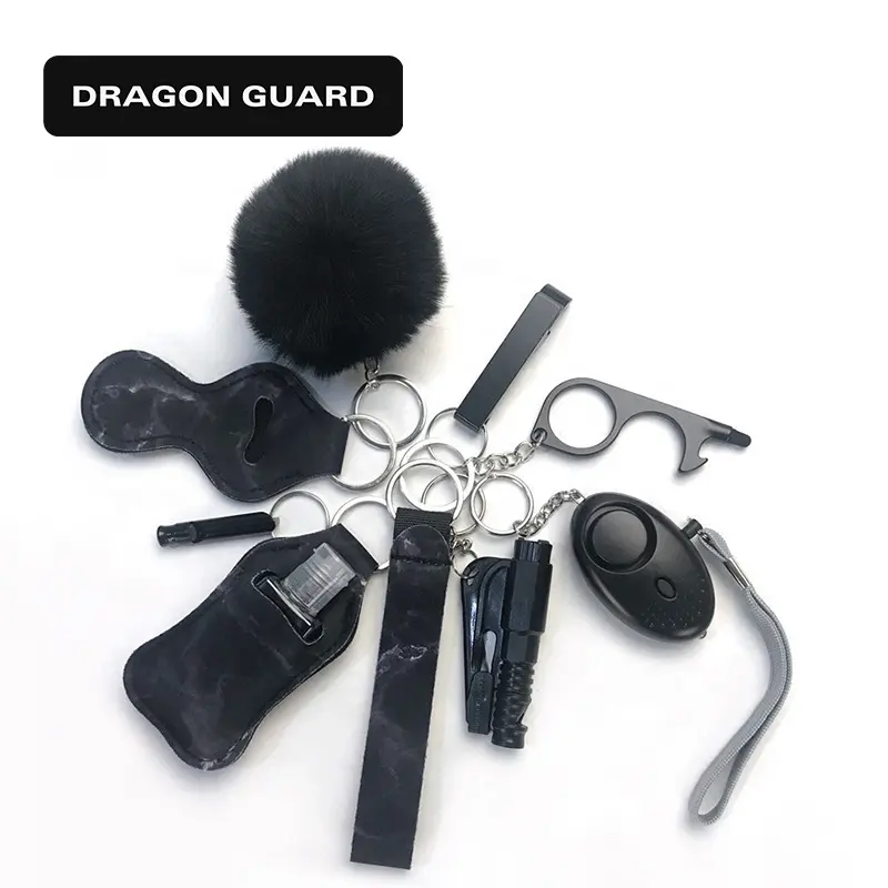 DRAGON GUARD 10-teiliges Kit Persönlicher Sicherheits schutz Überlebens alarm Schlüssel anhänger Luxus-Selbstverteidigungs-Schlüsselbund-Set für Frauen und Kinder