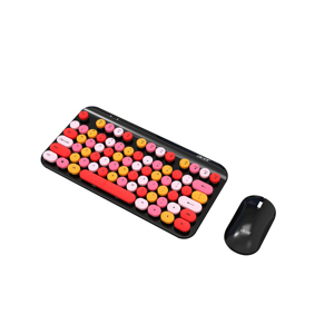 Juego de teclado y ratón redondo retro inalámbrico multicolor listo para enviar - Product Image 4