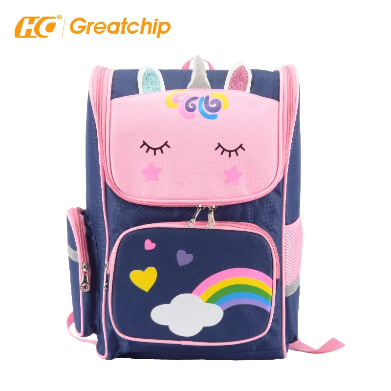 Модная детская школьная сумка из полиэстера с мультяшным принтом для девочек
