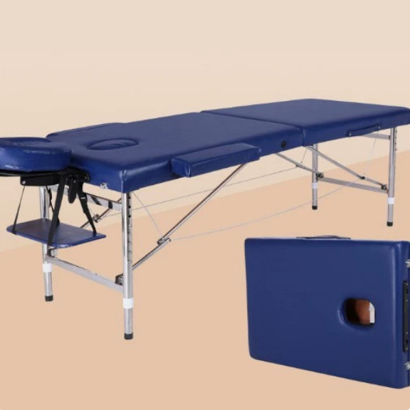 Blue backpack with headrest and armrest