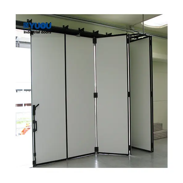 Proveedor chino de alta calidad automático industrial aislado acordeón exterior pequeña puerta plegable para almacén