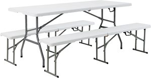 HDPE gấp bàn và ghế cho 8 người với Non-Slip Foot <span class=keywords><strong>Mat</strong></span> 6 feet <span class=keywords><strong>x</strong></span>ách tay đa chức năng gấp nửa bảng - Product Image 4