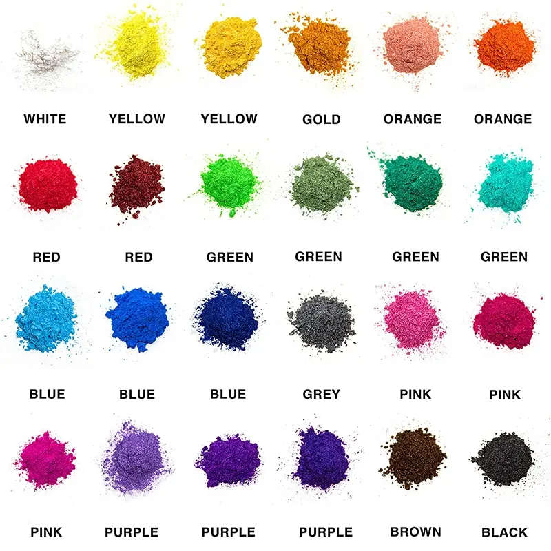 Epxoy-pigmento de perla de 24 colores, resina, polvo de Mica, pigmento para fabricación de jabón