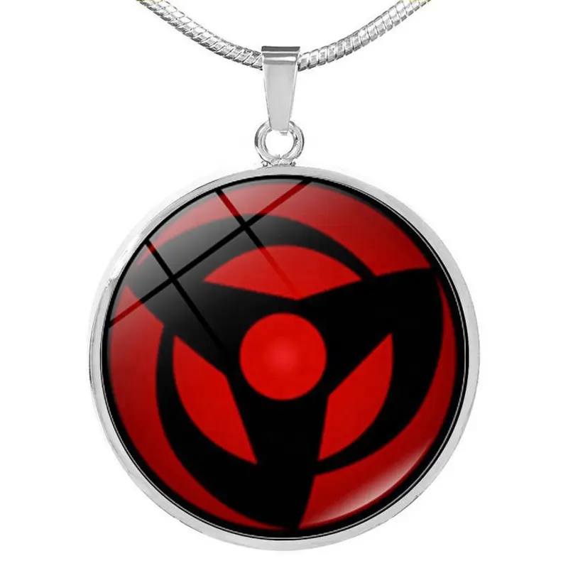 Akatsuki-colgante de aleación de esmalte de personaje Anime, joyería, cadena de cuerda, collar de Naruto, caleidoscopio de Cosplay, colgante de ojo redondo para escritura