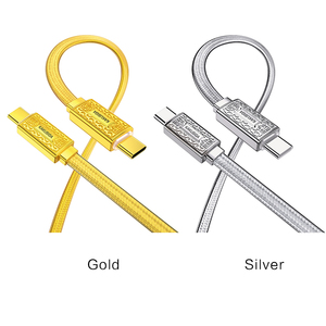 KAKUSIGA&amp;JOKADE Chinese <strong>Tradition</strong> Style PD100W Usb Data <strong>Cable</strong> Fast Charging <strong>Cable</strong> Gold&amp;Sliver Embossing Process Metal 3D Texture - Product Image 2