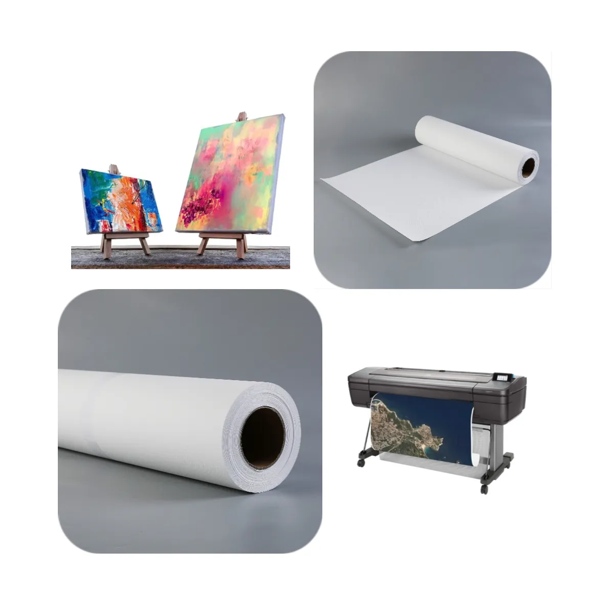 Rollo de lona de gran formato de tamaño de 3,2 M, rollo de lona mate sintética para pintura al óleo para impresora de látex UV eco-solvente