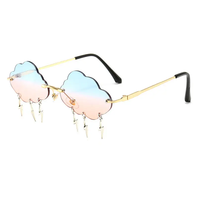 wholesale new products 2020 unique fashion trendy summer rimless cloud shaped women colorful shades sun glasses sunglasses