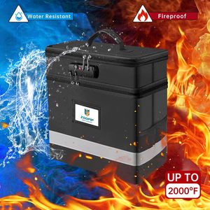 Caja de archivos ignífuga de dos capas con cerradura Organizador de almacenamiento plegable para colgar carpetas de archivos Bolsa de documentos de dos capas - Product Image 4