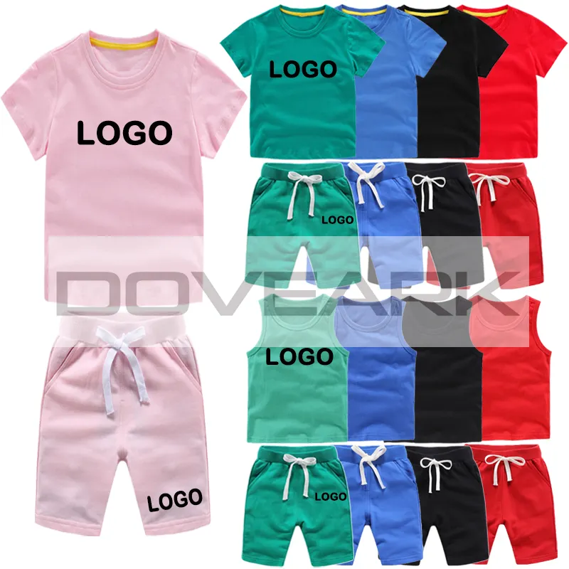 Комплекты для маленьких мальчиков, летние комплекты одежды для девочек, футболка с коротким рукавом + короткие штаны, хлопковые спортивные костюмы, детская одежда