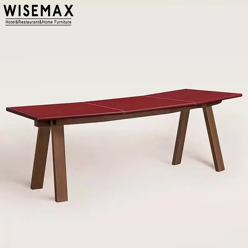 Wisemax - Mobiliário minimalista para escritório doméstico, mesa de trabalho curvada de madeira luxuosa para escritório doméstico, desenho em couro