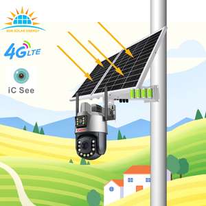 Icsee <span class=keywords><strong>ubox</strong></span> çift lens zoom için 60W 30AH 333WH DC12V güneş enerjisi sistemi 36x4g kamera desteği 7x24H uzun video uzun süre çalışma