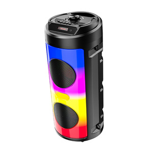 重低音立体声扬声器双4英寸喇叭麦克风闪光彩灯户外便携式扬声器